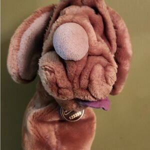 WRINKLES VINTAGE Brown Plush Dog Hand Puppet- 1981